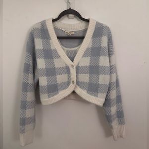 PacSun LA Hearts sweater set, blue checkered, S